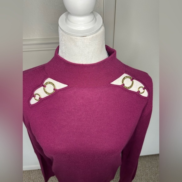 Michael Kors Magenta with Gold Accent sweater long sleeve new with tag - Picture 2 of 10